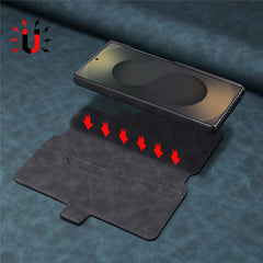 DENIOR B07 For Samsung Galaxy S24 Ultra Case Leather + PC Magnetic Detachable Wallet Phone Cover