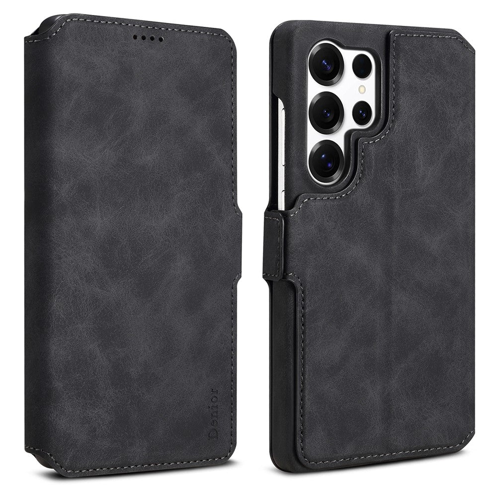 DENIOR B07 For Samsung Galaxy S25 Ultra Case Leather + PC Magnetic Detachable Wallet Phone Cover