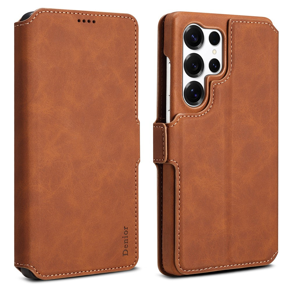 DENIOR B07 For Samsung Galaxy S25 Ultra Case Leather + PC Magnetic Detachable Wallet Phone Cover