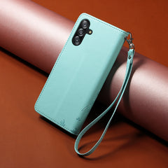 For Samsung Galaxy A16 4G / A16 5G / A26 5G / A17 5G Case RFID Blocking Imprint Dog Pattern PU Leather Phone Cover with Wrist Strap