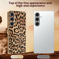 For Samsung Galaxy S24+ Case Leopard Print PU Leather Coated PC + TPU Electroplating Phone Cover