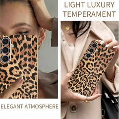 For Samsung Galaxy S24+ Case Leopard Print PU Leather Coated PC + TPU Electroplating Phone Cover