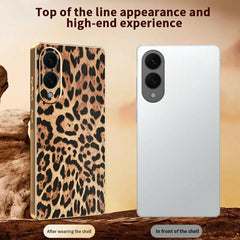 For Samsung Galaxy S25 Edge Case Leopard Print PU Leather Coated PC + TPU Electroplating Phone Cover