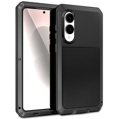 For Samsung Galaxy S25 Edge Case Silicone + Metal Phone Cover with Tempered Glass Screen Protector