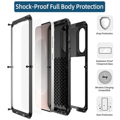 For Samsung Galaxy S25 Edge Case Silicone + Metal Phone Cover with Tempered Glass Screen Protector