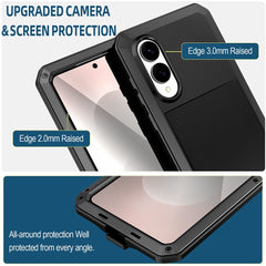 For Samsung Galaxy S25 Edge Case Silicone + Metal Phone Cover with Tempered Glass Screen Protector