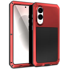 For Samsung Galaxy S25 Edge Case Silicone + Metal Phone Cover with Tempered Glass Screen Protector