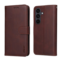 Für Samsung Galaxy S25 FE PU-Leder-Brieftaschenhülle ENKAY HAT PRINCE Telefonständerabdeckung mit gehärtetem Glas 