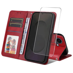 Für Samsung Galaxy S25 FE PU-Leder-Brieftaschenhülle ENKAY HAT PRINCE Telefonständerabdeckung mit gehärtetem Glas 