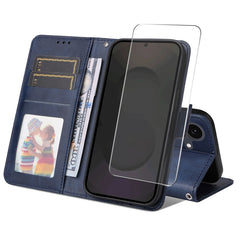 Für Samsung Galaxy S25 FE PU-Leder-Brieftaschenhülle ENKAY HAT PRINCE Telefonständerabdeckung mit gehärtetem Glas 