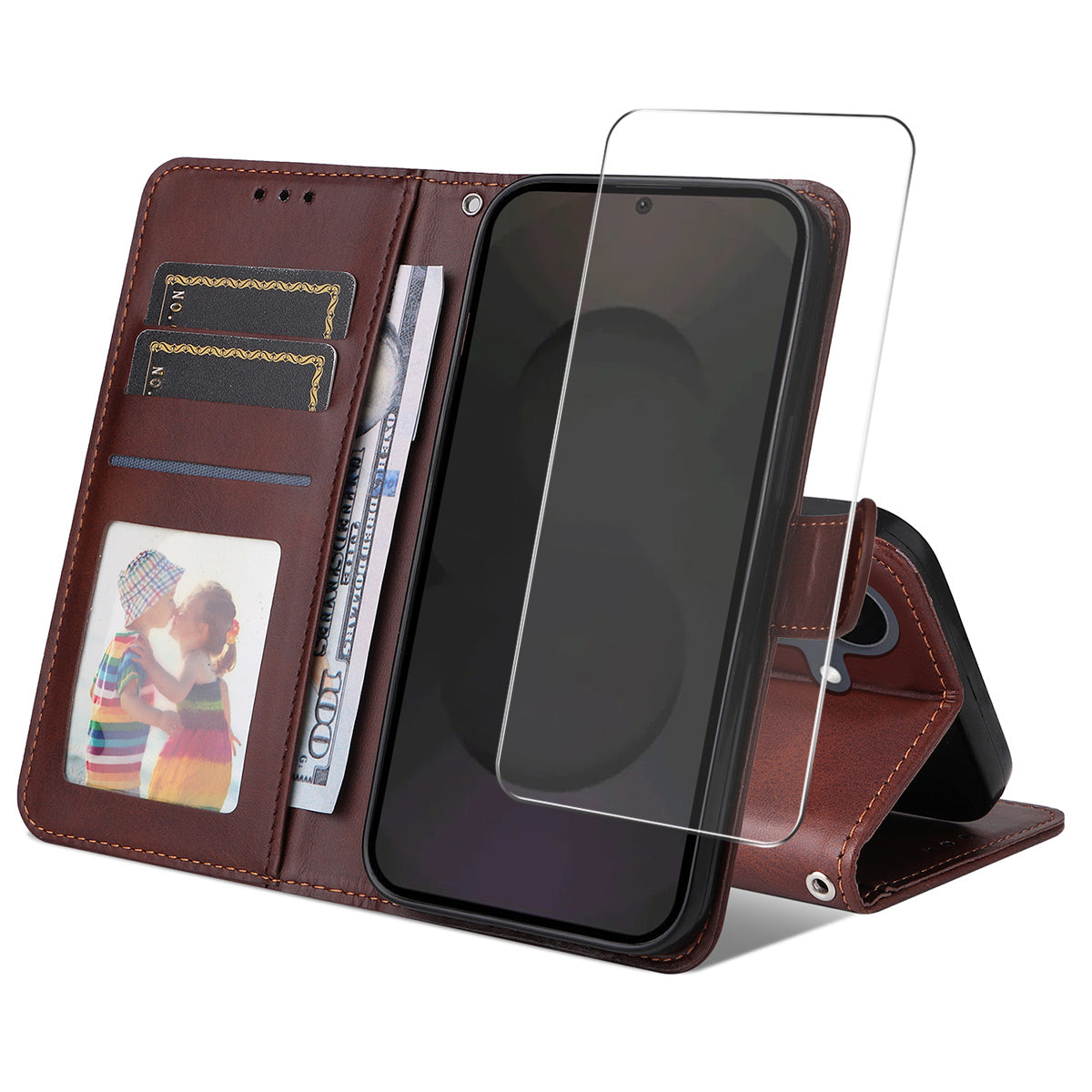 Für Samsung Galaxy S25 FE PU-Leder-Brieftaschenhülle ENKAY HAT PRINCE Telefonständerabdeckung mit gehärtetem Glas 