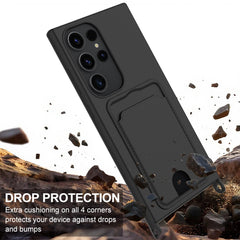 For Samsung Galaxy S23 Ultra Liquid Silicone Case  Phone Back Cover with Card Holder and Short Strap