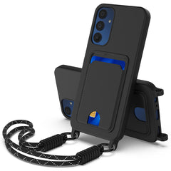 For Samsung Galaxy S23 FE Liquid Silicone Case  Phone Back Cover with Card Holder and Short Strap