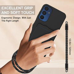 For Samsung Galaxy S23 FE Liquid Silicone Case  Phone Back Cover with Card Holder and Short Strap