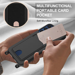For Samsung Galaxy S23 FE Liquid Silicone Case  Phone Back Cover with Card Holder and Short Strap