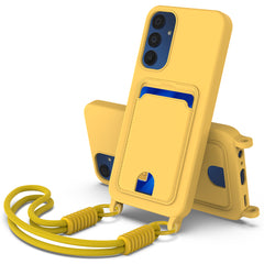 For Samsung Galaxy S23 FE Liquid Silicone Case  Phone Back Cover with Card Holder and Short Strap