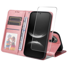Étui portefeuille en cuir PU pour Huawei Nova 14 5G, housse de protection avec support et verre trempé, ENKAY HAT PRINCE 