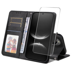 Étui portefeuille en cuir PU pour Huawei Nova 14 5G, housse de protection avec support et verre trempé, ENKAY HAT PRINCE 
