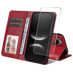Étui portefeuille en cuir PU pour Huawei Nova 14 5G, housse de protection avec support et verre trempé, ENKAY HAT PRINCE 