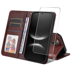 Étui portefeuille en cuir PU pour Huawei Nova 14 5G, housse de protection avec support et verre trempé, ENKAY HAT PRINCE 