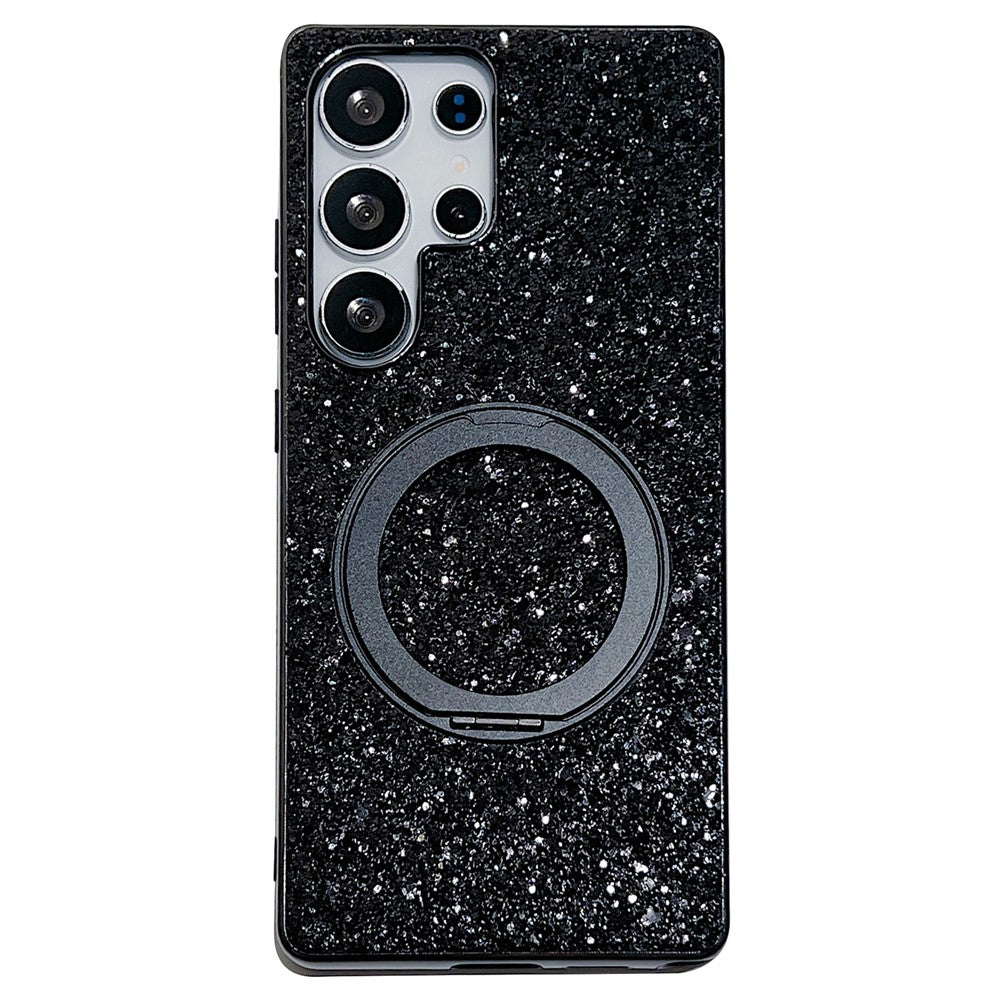 For Samsung Galaxy S25 Ultra Magnetic Case with Kickstand Glitter Electroplated TPU + PC Phone Cover
