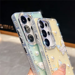Coque pour Samsung Galaxy S25 Ultra avec strass et motif papillon en TPU et PC IMD 