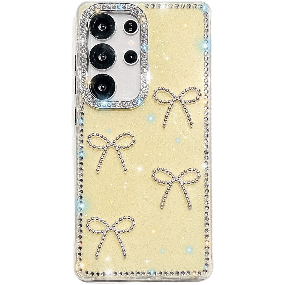 For Samsung Galaxy S25 Ultra Case Rhinestone Edge Butterfly Bow Decor TPU + PC IMD Phone Cover