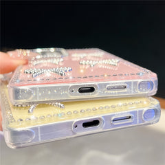 For Samsung Galaxy S25 Ultra Case Rhinestone Edge Butterfly Bow Decor TPU + PC IMD Phone Cover
