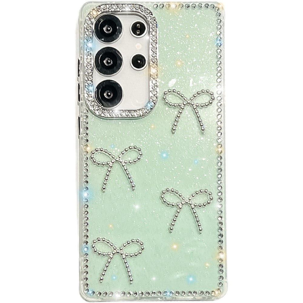 For Samsung Galaxy S24 Ultra Case Rhinestone Edge Butterfly Bow Decor TPU + PC IMD Phone Cover