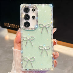 For Samsung Galaxy S24 Ultra Case Rhinestone Edge Butterfly Bow Decor TPU + PC IMD Phone Cover