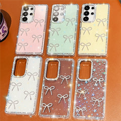 For Samsung Galaxy S24 Ultra Case Rhinestone Edge Butterfly Bow Decor TPU + PC IMD Phone Cover