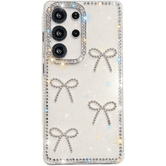 For Samsung Galaxy S24 Ultra Case Rhinestone Edge Butterfly Bow Decor TPU + PC IMD Phone Cover