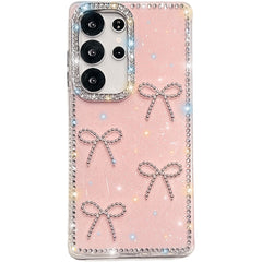 For Samsung Galaxy S24 Ultra Case Rhinestone Edge Butterfly Bow Decor TPU + PC IMD Phone Cover