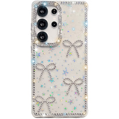For Samsung Galaxy S24 Ultra Case Rhinestone Edge Butterfly Bow Decor TPU + PC IMD Phone Cover