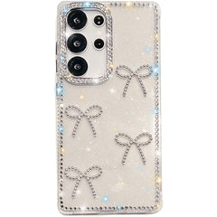 For Samsung Galaxy S24 Ultra Case Rhinestone Edge Butterfly Bow Decor TPU + PC IMD Phone Cover