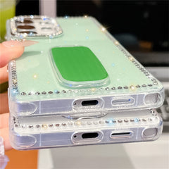 Für Samsung Galaxy S25 Ultra Hülle mit geradem Spiegelständer Strasskante TPU + PC IMD Telefonabdeckung 