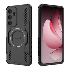 Für Samsung Galaxy S25 FE Magnethülle WANLONFENG DJ-Serie PC TPU-Telefonabdeckung mit 2 Stück gehärteter Glasfolie 