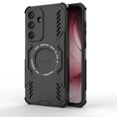 Für Samsung Galaxy S25 FE Magnethülle WANLONFENG DJ-Serie PC TPU-Telefonabdeckung mit 2 Stück gehärteter Glasfolie 