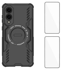 For Samsung Galaxy S25 Edge Magnetic Case WANLONFENG DJ Series PC TPU Phone Cover with 2Pcs Tempered Glass Film