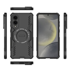 For Samsung Galaxy S25 Edge Magnetic Case WANLONFENG DJ Series PC TPU Phone Cover with 2Pcs Tempered Glass Film