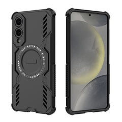 For Samsung Galaxy S25 Edge Magnetic Case WANLONFENG DJ Series PC TPU Phone Cover with 2Pcs Tempered Glass Film