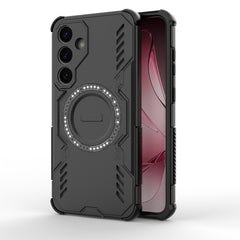 For Samsung Galaxy S25+ Magnetic Case WANLONFENG DJ Series PC TPU Phone Cover with 2Pcs Tempered Glass Film