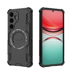 For Samsung Galaxy S25 Magnetic Case WANLONFENG DJ Series PC TPU Phone Cover with 2Pcs Tempered Glass Film