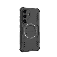 For Samsung Galaxy S25 Magnetic Case WANLONFENG DJ Series PC TPU Phone Cover with 2Pcs Tempered Glass Film