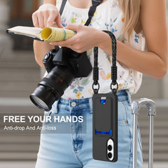 For Samsung Galaxy S25 Edge Liquid Silicone Case  Phone Back Cover with Card Holder and Short Strap