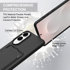 For Samsung Galaxy S25 Edge Liquid Silicone Case  Phone Back Cover with Card Holder and Short Strap