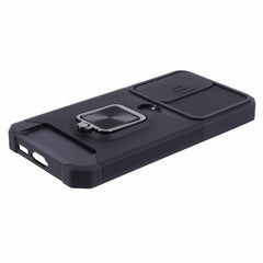 For Samsung Galaxy S25 FE Case Kickstand Slide Lens Lid PC + TPU Phone Cover with Card Slot