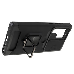 For Samsung Galaxy S25 Ultra Case Kickstand Slide Lens Lid PC + TPU Phone Cover with Card Slot