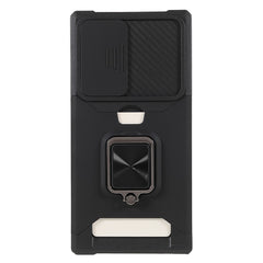 For Samsung Galaxy S25 Ultra Case Kickstand Slide Lens Lid PC + TPU Phone Cover with Card Slot