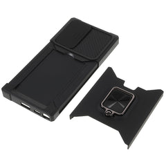 For Samsung Galaxy S25 Ultra Case Kickstand Slide Lens Lid PC + TPU Phone Cover with Card Slot